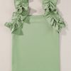 Women's Smoke Green Solid Ruffle Trim Sleeveless Top - Image 6