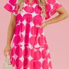 Women's Rose Polka Dot Flutter Sleeve Notched Neck Tiered Mini Dress - Image 9