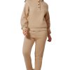 Women's Parchment Solid Half Button Sweatshirt and High Waist Sweatpants Set - Image 21