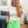 Women's Light Green French Terry Drawstring Mini Skort with Pockets - Image 6