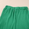 Women's Green Solid Color Ribbed Ruffle Tank Top and Wide Leg Pants Set - Image 15