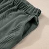 Women's Duffel Green Ribbed Ruffle Tank Top and Pants Set - Stylish Loungewear - Image 13