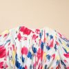 Women's Rose Abstract Print Short Puff Sleeve Tiered Maxi Dress - Image 14