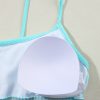 Women's Turquoise Striped Patchwork High Waist Bikini Swimsuit with Spaghetti Straps - Image 26