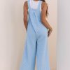 Women's Beau Blue Checkered High Waist Wide Leg Overall with Pocket - Image 2