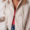 Women's White Corduroy Hooded Zip-Up Jacket with Drawstring - Image 4