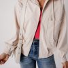 Women's White Corduroy Hooded Zip-Up Jacket with Drawstring - Image 7