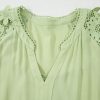 Plus Size Laurel Green Floral Crochet Short Sleeve Notch V Neck Tiered Mini Dress - Image 9