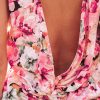 Women's Pink Floral Round Neck Twisted Cut Out Back Tank Top - Bohemian Style - Image 11