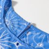 Women's Sky Blue Eyelet Flower Embroidery Frilled Short Puff Sleeve Blouse - Image 7