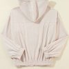 Women's White Corduroy Hooded Zip-Up Jacket with Drawstring - Image 10