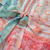 Women's Pink Patchwork Print Bubble Sleeves Belted Plus Size Dress - Image 13