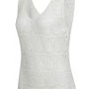 Women's Elegant White V Neck Textured Hollow-Out Sweater Vest - Image 2