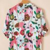 Women's Pink Floral Print Slit V Neck Short Sleeve Blouse - Effortlessly Feminine Style - Image 8