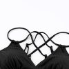 Women's Black Ribbed Dual Crisscross Straps Cut-Out Back Tankini Swim Suit - Image 18