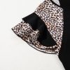 Women's Black Leopard Print Patchwork Ruffled Sleeve V Neck T-Shirt - Image 12