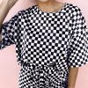 Women's Black Checkered 2-Piece Casual Set: Tee and Shorts - Image 6