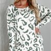 Women's Beige Leopard Print Long Sleeve and Pants Loungewear Set - Image 12