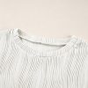 Women's White Textured Wavy Round Neck Long Sleeve Top - Image 12