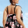 Black 2-Piece Plus Size Wide Strap Floral Tankini Set - Versatile Swimwear for Beach & Vacation - Image 11