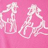 Women's Bright Pink Western Horse Embroidered Round Neck Sweater Tee - Image 10