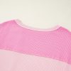 Trendy Women's Pink Stripe Color Block Patchwork Half Sleeve T-Shirt - Image 17