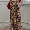 Women's Brown Leopard Print Bow Tie Drawstring High Waist Pants - Image 6