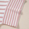 Cozy Pink Stripe Waffle Knit Pocketed Half Sleeve Plus Size T-Shirt - Image 9