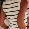 Elegant Women's Black Stripe Buttoned V Neck Slim Fit Sweater Vest - Image 2