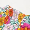 Women's Sky Blue Floral Print Smocked Notch V Neck Flutter Sleeve Mini Dress - Image 13