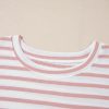 Cozy Pink Stripe Waffle Knit Pocketed Half Sleeve Plus Size T-Shirt - Image 11