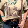 Women's Parchment Western Burro Cactus Crew Neck Graphic Tee - Plus Size Available - Image 2