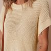 Women's Oatmeal Solid Color Batwing Short Sleeve Knit T-Shirt - Casual and Comfortable - Image 9