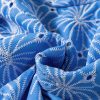 Women's Sky Blue Eyelet Flower Embroidery Frilled Short Puff Sleeve Blouse - Image 9