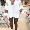 Women's White Leopard Patchwork Oversized Waffle Top - Image 4