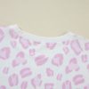 Women's Pink Leopard Print Long Sleeve Plus Size Shorts Set - Image 10