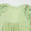 Plus Size Laurel Green Floral Crochet Short Sleeve Notch V Neck Tiered Mini Dress - Image 10