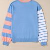 Women's Pale Chestnut Colorblock Striped Drop Shoulder Cozy Sweater - Image 7