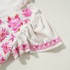 Women's Beige Floral Embroidered Blouse with Notched V Neck and Flutter Sleeves - Image 17