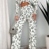 Women's Beige Leopard Print Long Sleeve and Pants Loungewear Set - Image 7