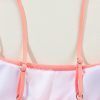 Women's Peach Blossom Striped Patchwork High Waist Bikini Swimsuit - Spaghetti Strap Design - Image 24