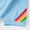 Women's Sky Blue Rainbow Colorblock Collared Short Sleeve Top & Shorts Set - Image 9