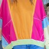 Women's Rose Red Plus Size Colorblock Patchwork Sweatshirt - Image 4