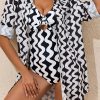 Women's Black Stripe Print Loose Fit Open Front Beach Cover Up for Swimsuits - Image 7