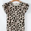 Women's Khaki Leopard Print Layered Ruffled Short Sleeve Blouse - Elegant and Versatile - Image 7