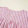 Plus Size Women's Red Stripe Floral Embroidered Petal Sleeve Blouse - Image 9
