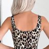 Feminine Brown Leopard Print U Neck Sleeveless Bodysuit for Women - Image 2