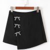 Elegant Black Rhinestone Bow Wrap High Waist Mini Skirt for Women - Image 7