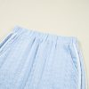 Women's Beau Blue Contrast Trim Textured Crewneck Tee and Pocketed Skirt Set - Image 10