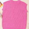 Women's Bright Pink Western Horse Embroidered Round Neck Sweater Tee - Image 5